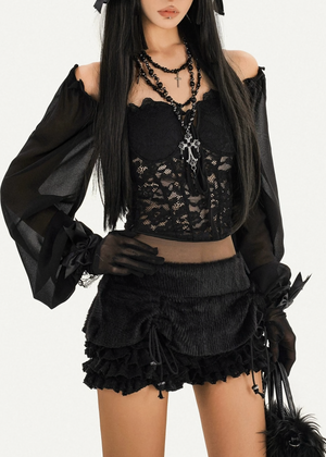 SHEER LACE OFF-SHOULDER TOP / NM1103