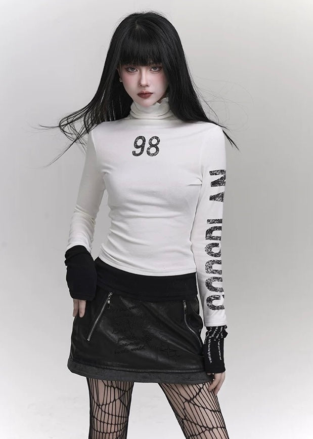 black leather skirt / LG1154 