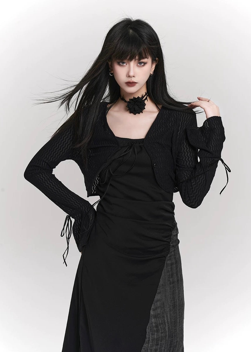 SHADOW CROSS SHORT CARDIGAN/ LG1428_e4r