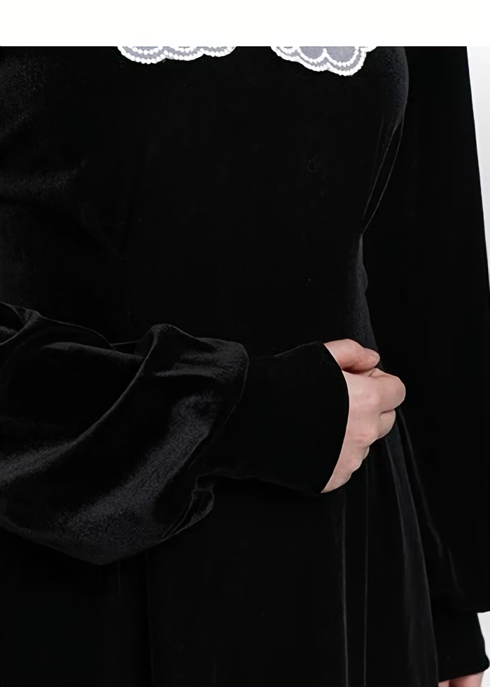 VELVET LACE COLLAR LONG DRESS / LG1471