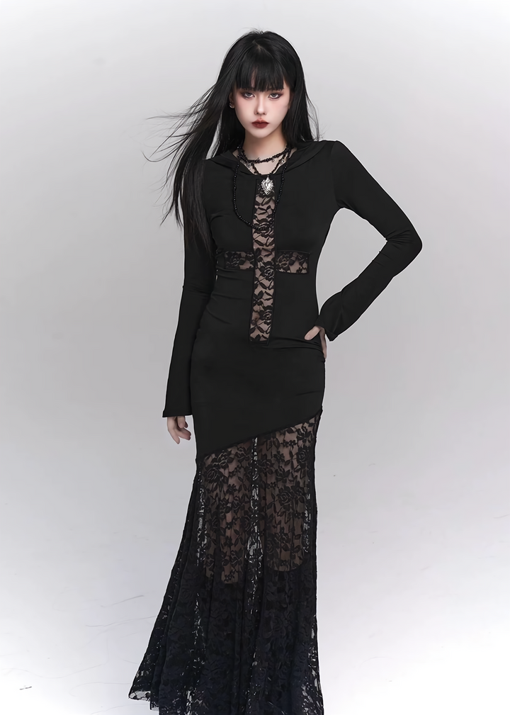 hooded long dress / LG1141 