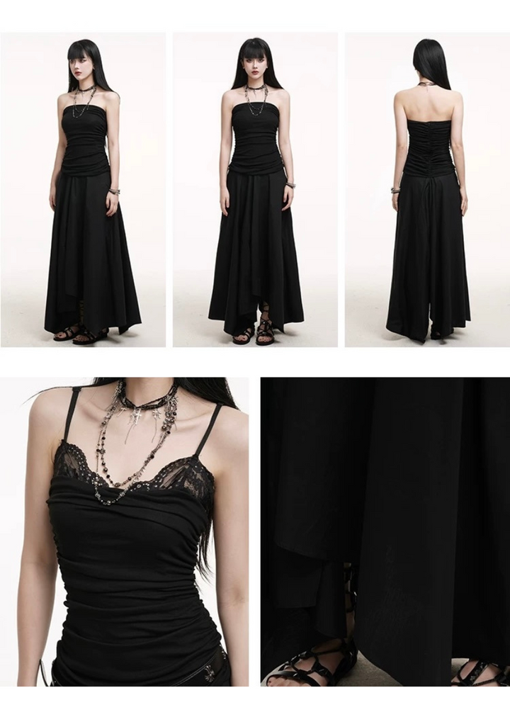 Tube top flare long dress / LG1248