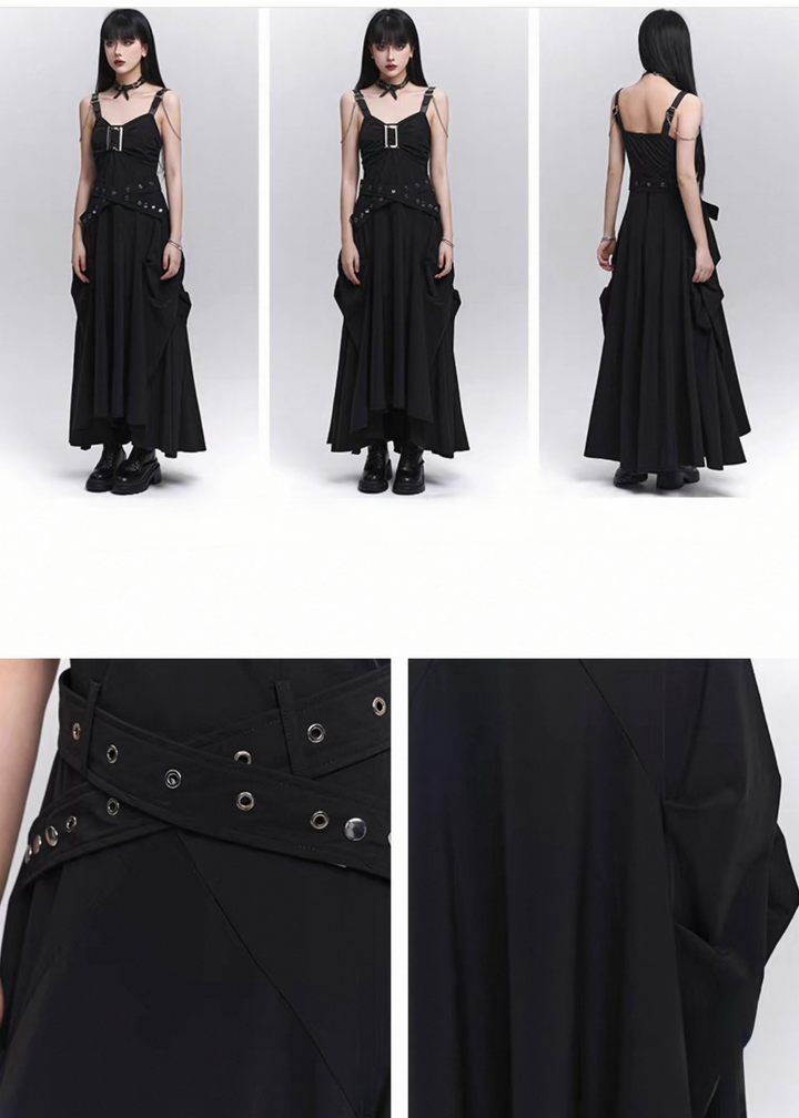 Metal chain strap dress / lg1326 