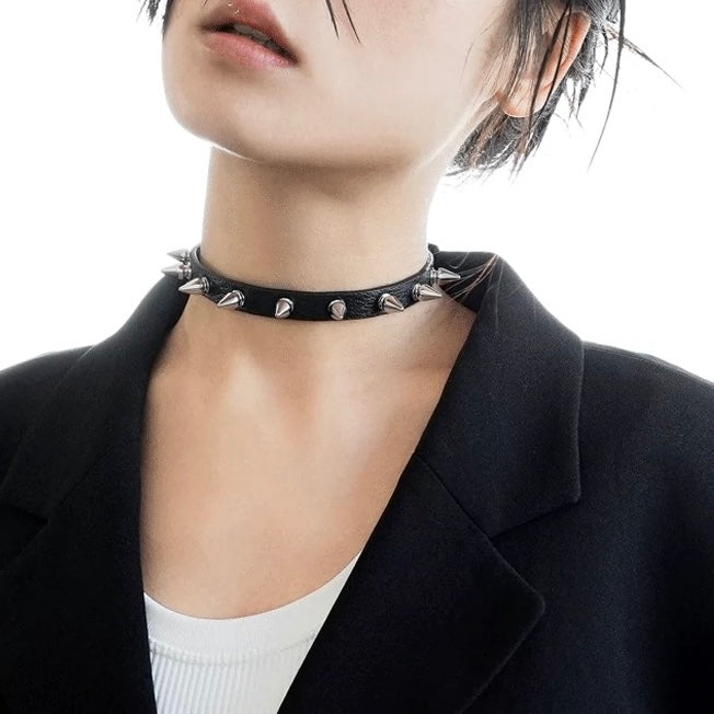 punk spike rivet choker / a1102