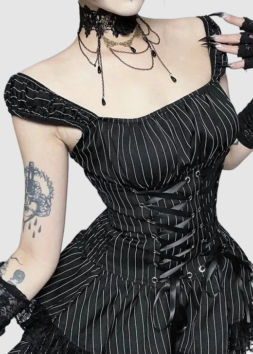 PINSTRIPE CORSET MINI DRESS / LG1575