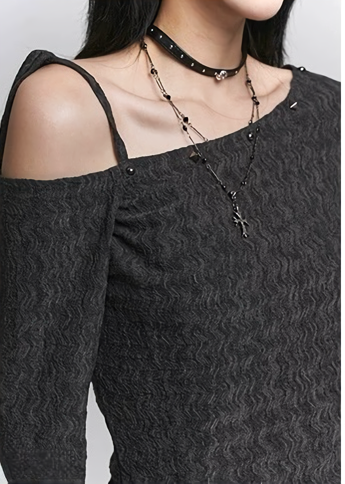 Asymmetry Neck Frill Top / lg1364