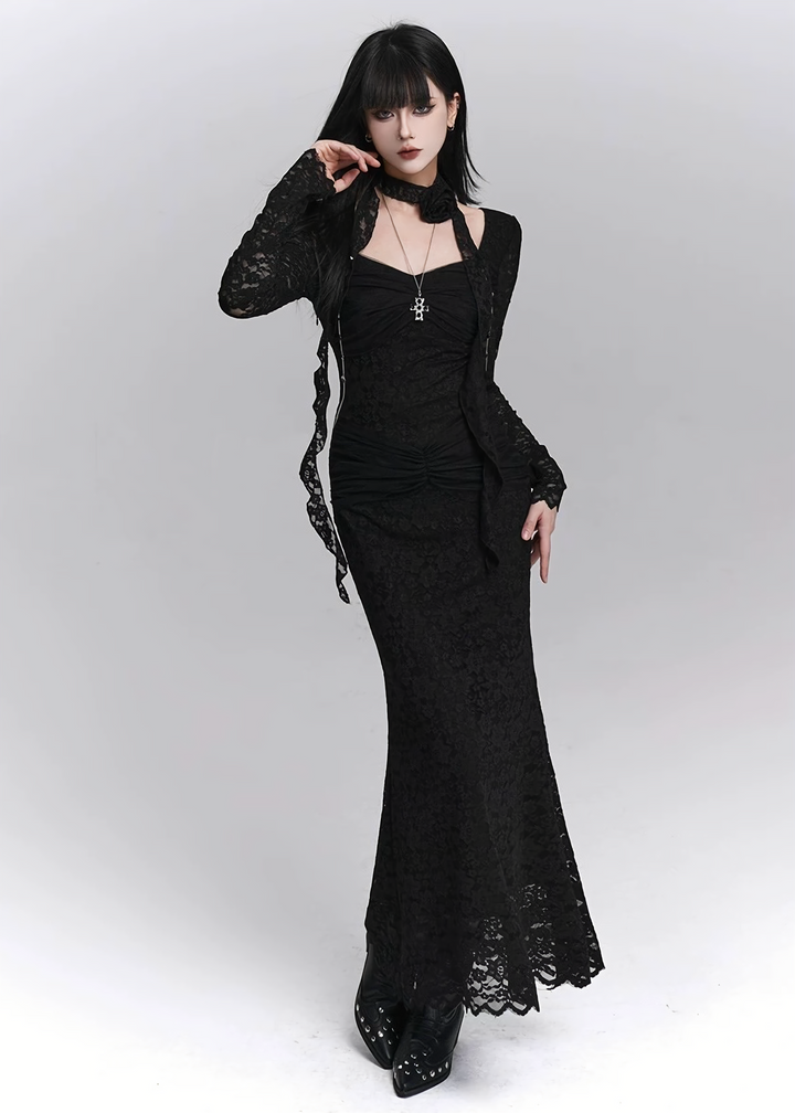 DARK BLOOM LACE DRESS /  LG1398_e4r