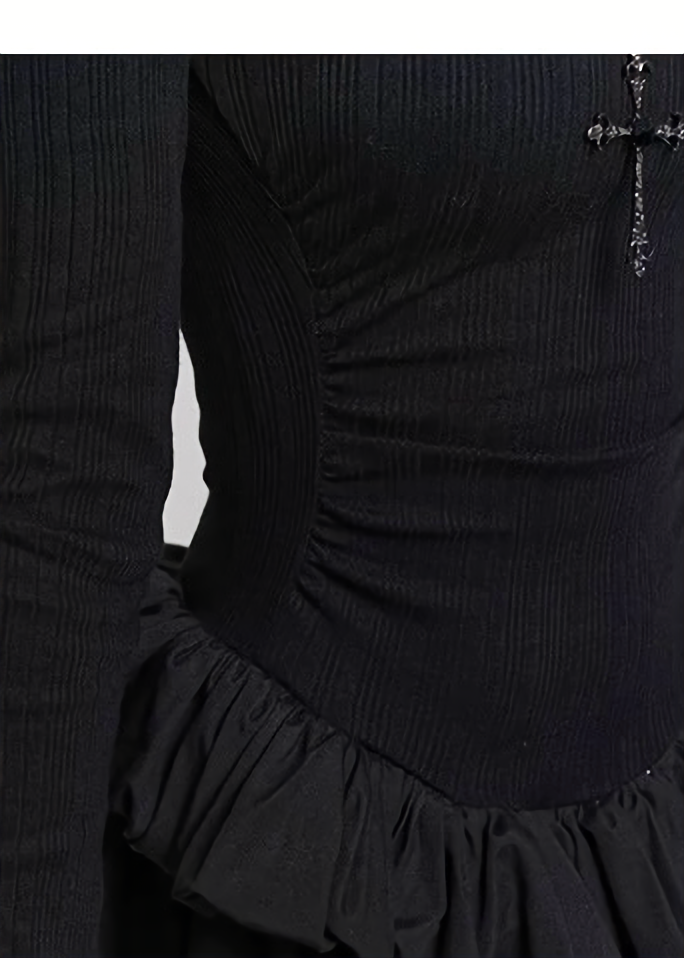 RUINED RUFFLE LONG DRESS / LG1455