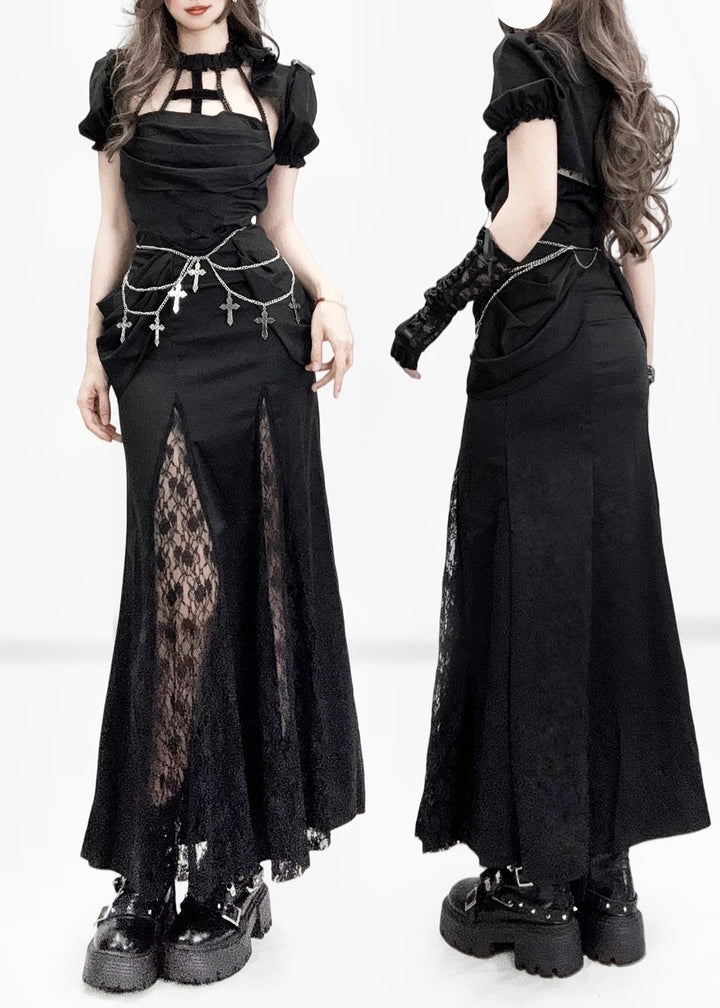 GOTHIC CROSS STRAP LONG DRESS / LG1557