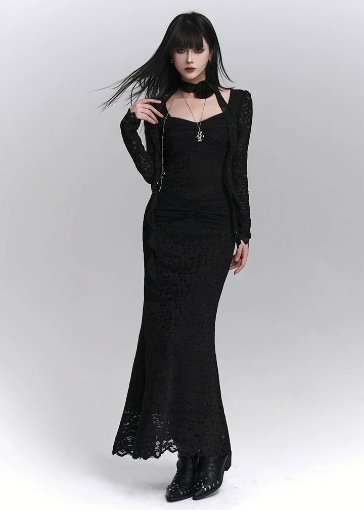 DARK BLOOM LACE DRESS /  LG1398_e4r