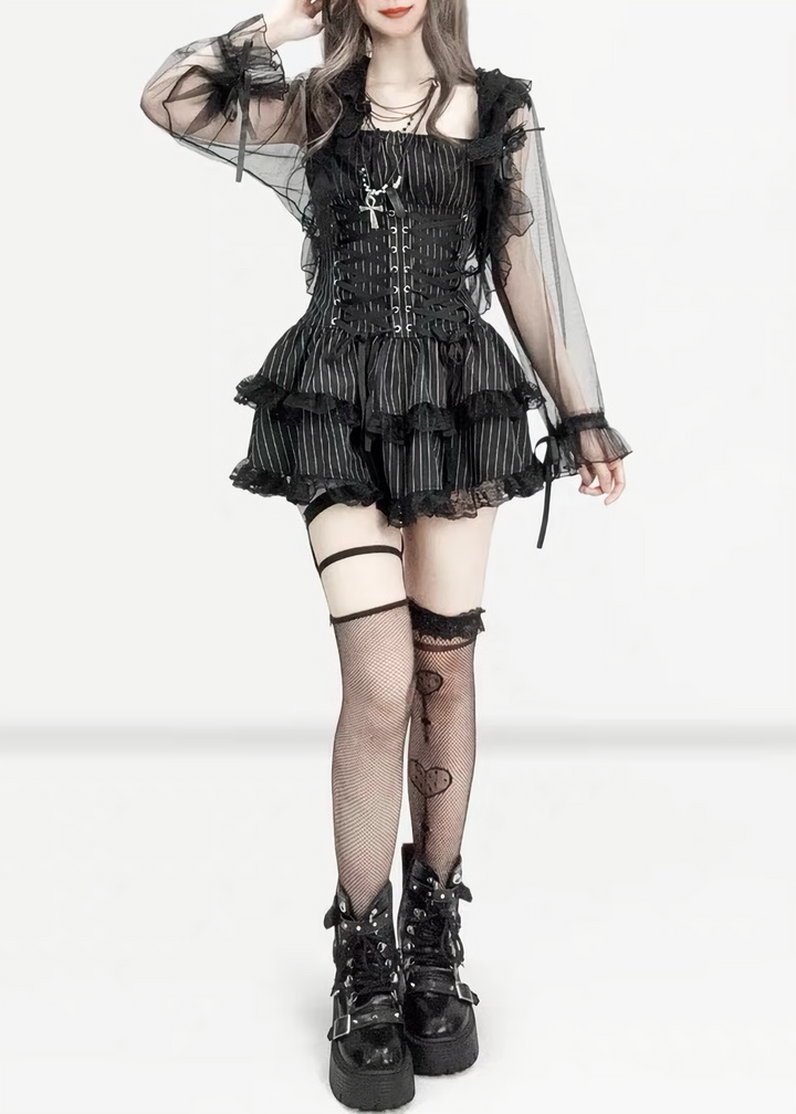 PINSTRIPE CORSET MINI DRESS / LG1575