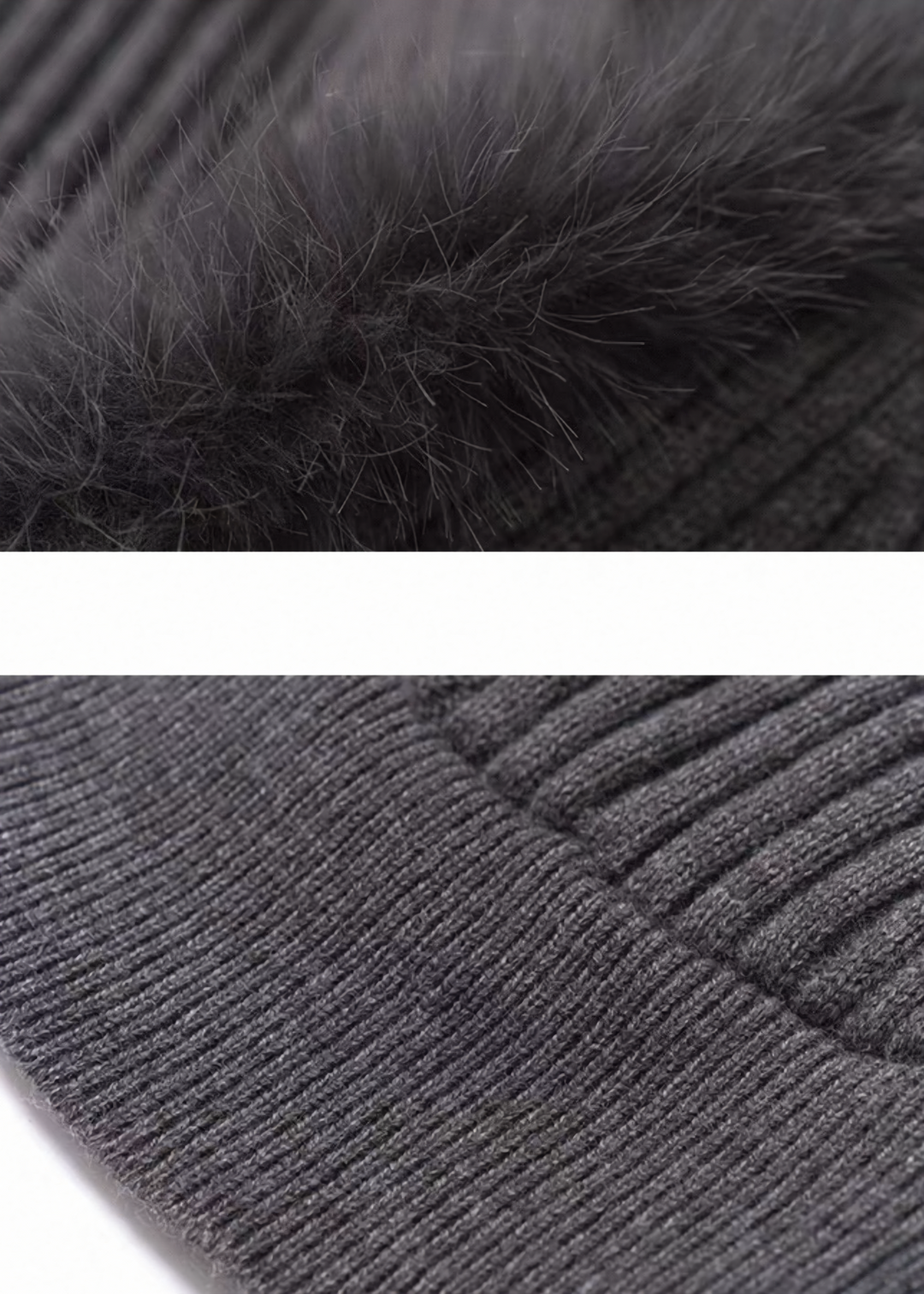 SOFT FUR TRIM V-NECK KNIT SWEATER / LG1500