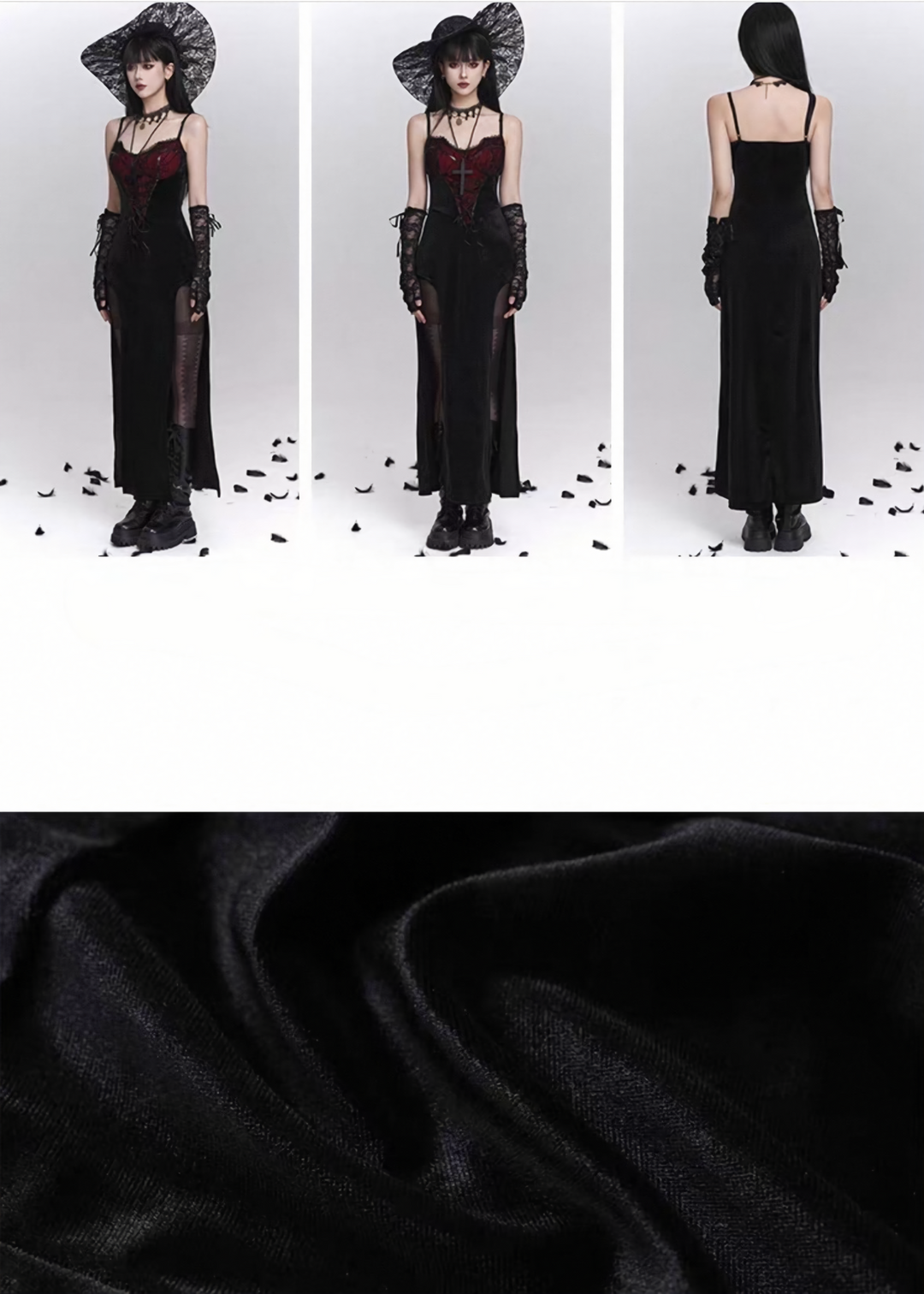 Crimson Web Lace-up Gothic Dress  & Cardigan  / LG1410