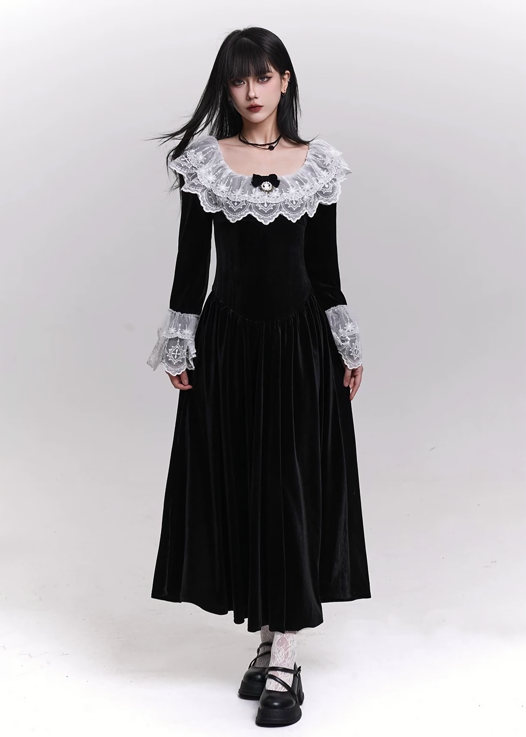 LUNA LACE VELVET DRESS / LG1465