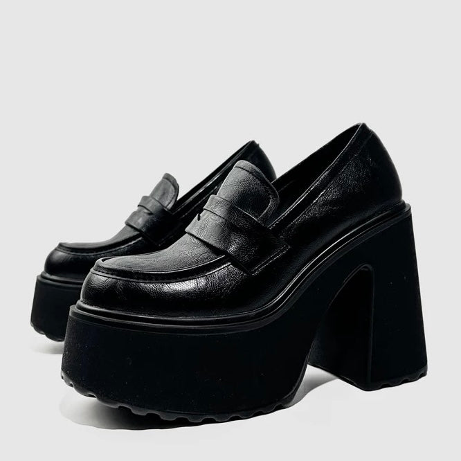 CHUNKY PLATFORM LOAFER HEELS / V1163
