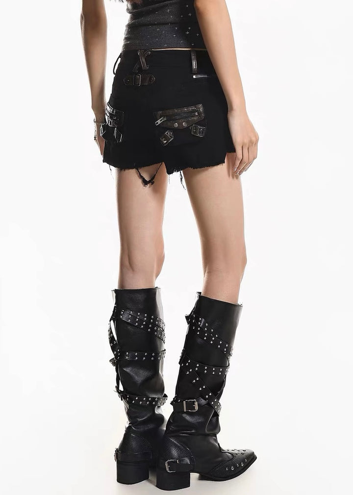 BLACK CARGO SHORT PANTS / LG1610