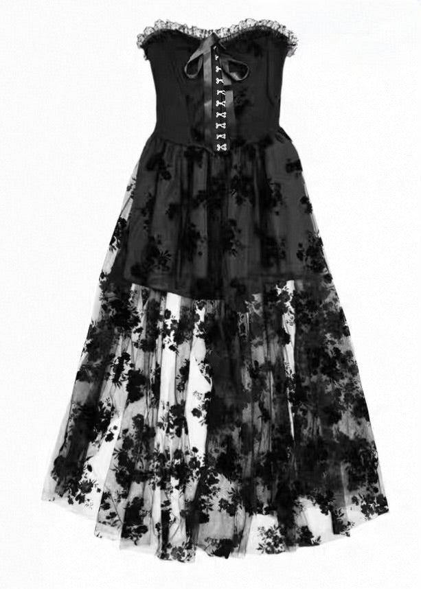 GOTHIC FLOCKY TULLE DRESS SET / LG1137