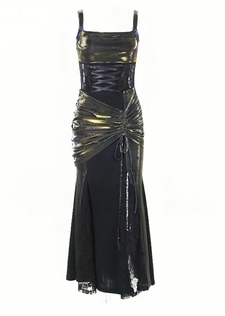IRIDESCENT LACE-UP LONG DRESS SET / LG1705