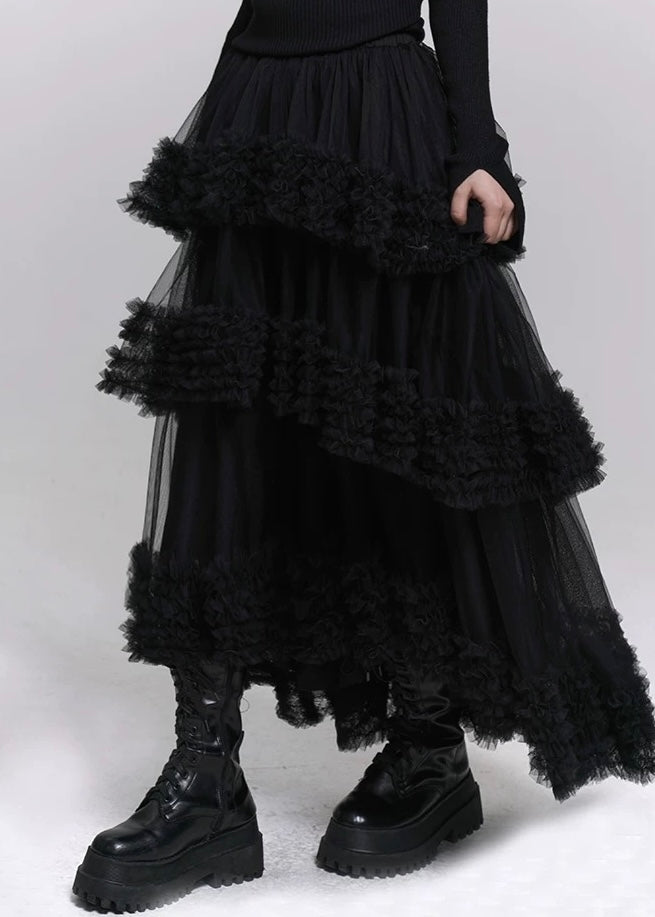 SHADOW TIERED MESH SKIRT / LG1488