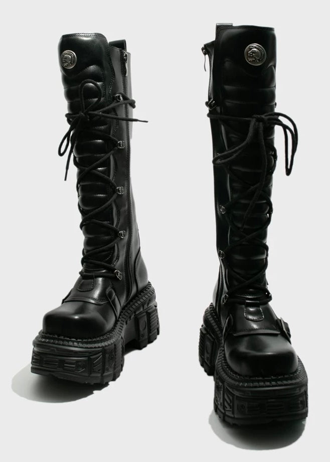 punk style high boots / v1103