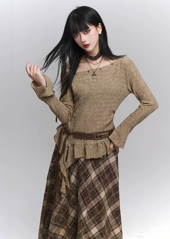 Asymmetry Neck Frill Top / lg1364