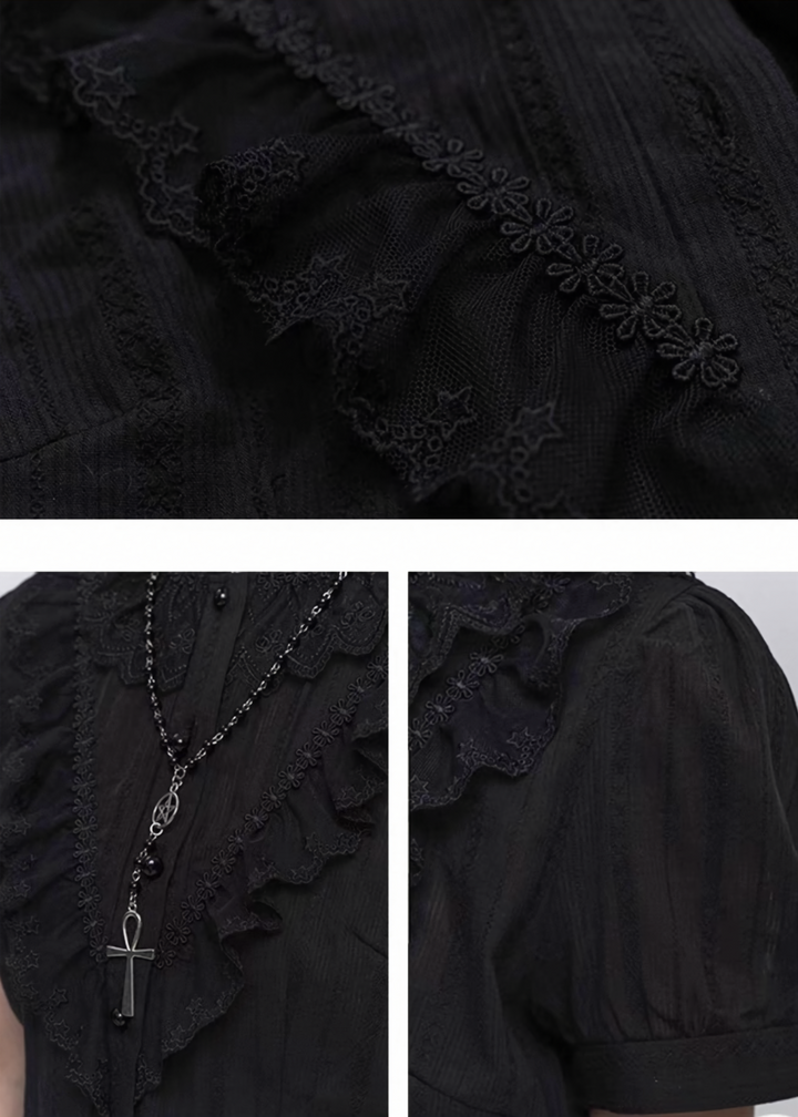 Celestial Cross Ribbon Blouse / LG1275_e4r