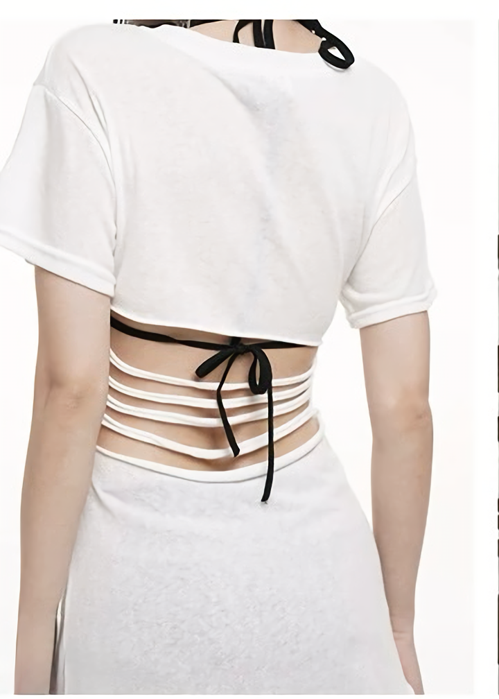 Back-open T-shirt 미니 dress/lg1257 