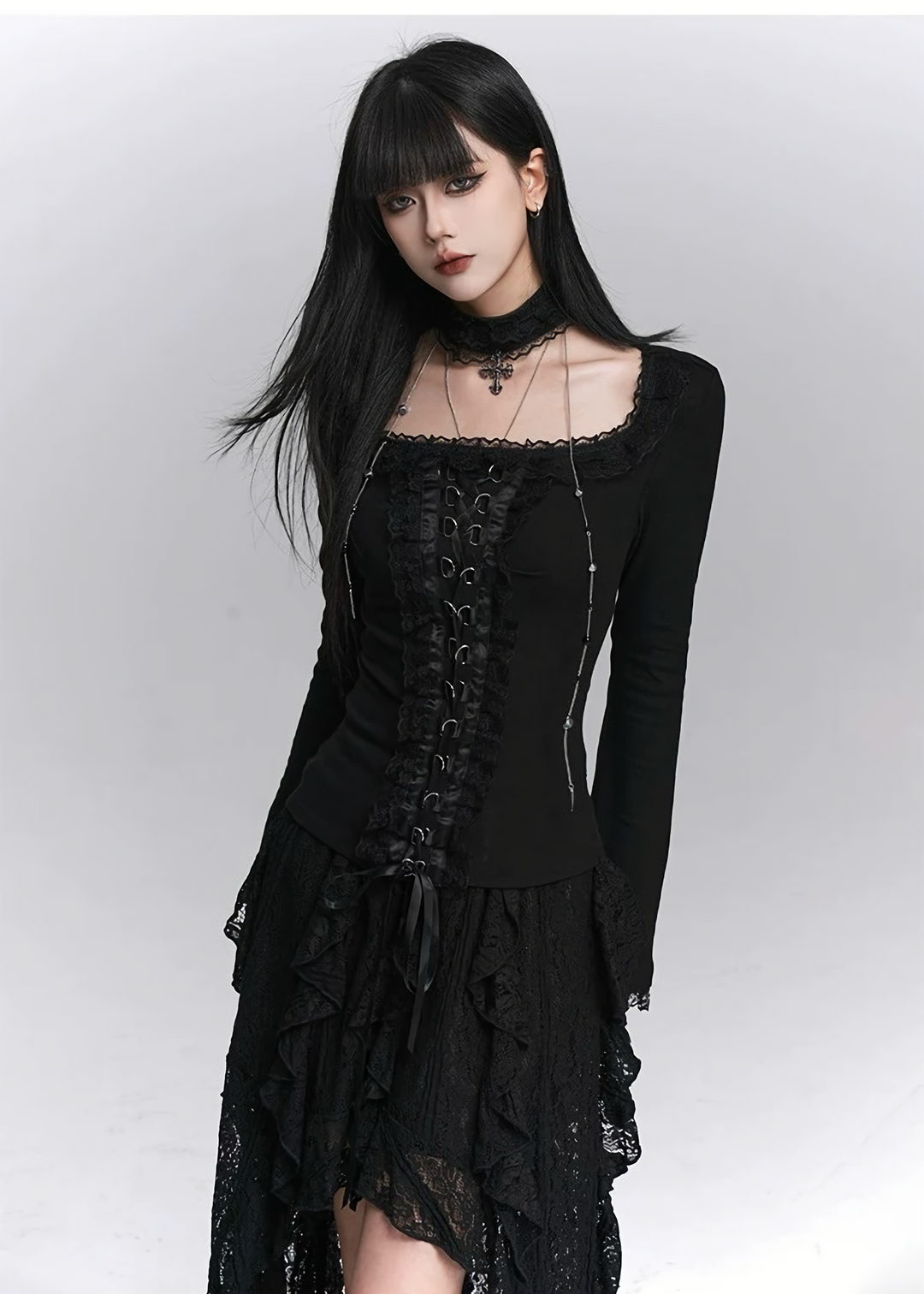 LACE-UP GOTHIC CHOKER TOP / LG1431