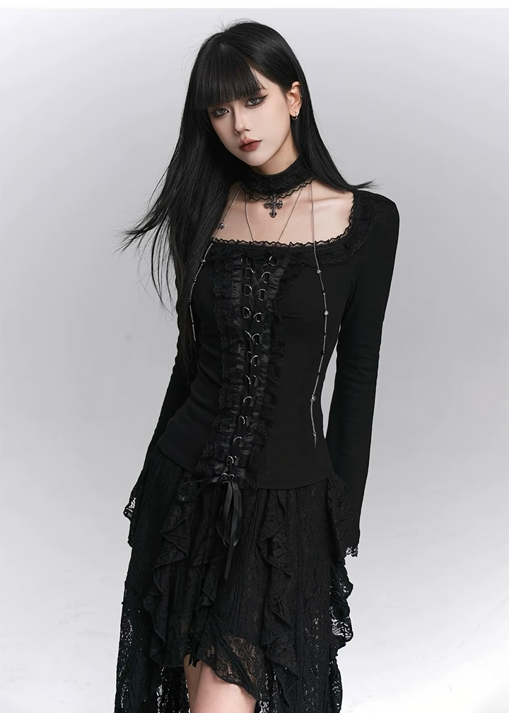 LACE-UP GOTHIC CHOKER TOP / LG1431