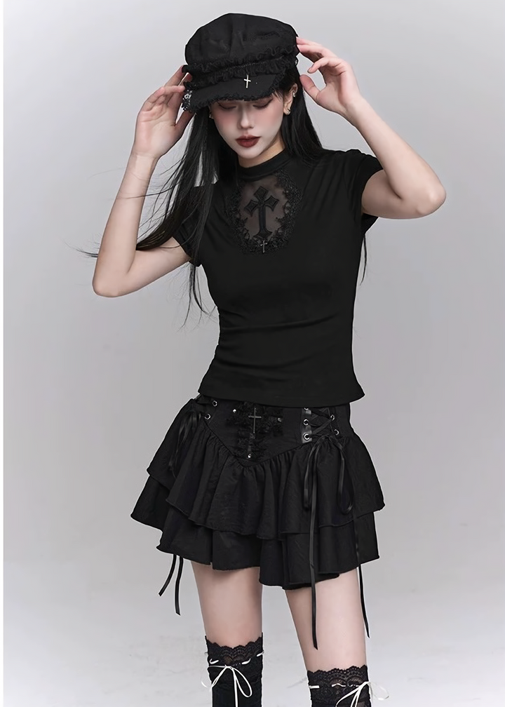 CROSS TURTLENECK SLIM FIT TOPS / LG1265_E4R