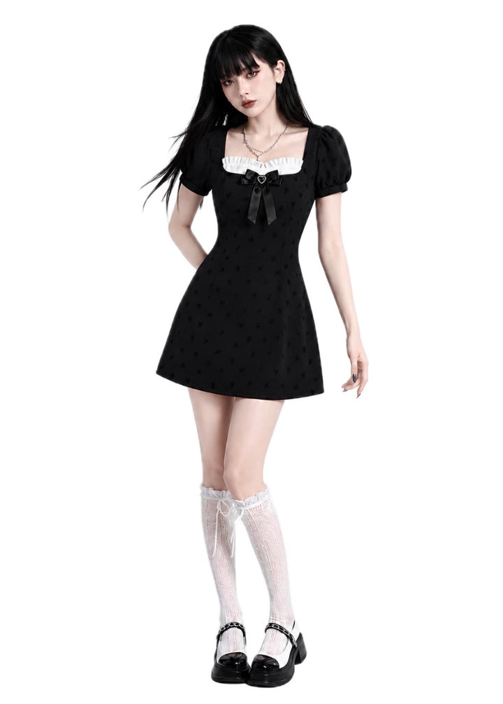 BLACK RIBBON DOLLY MINI DRESS / LG1629