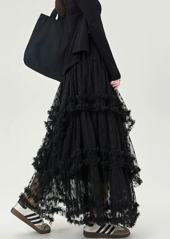 LACE LAYERED TULLE SKIRT / LG1103
