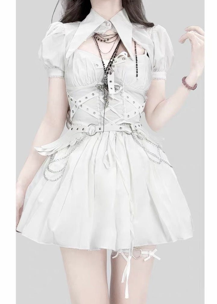 GOTHIC WHITE CORSET DRESS SET / LG1615