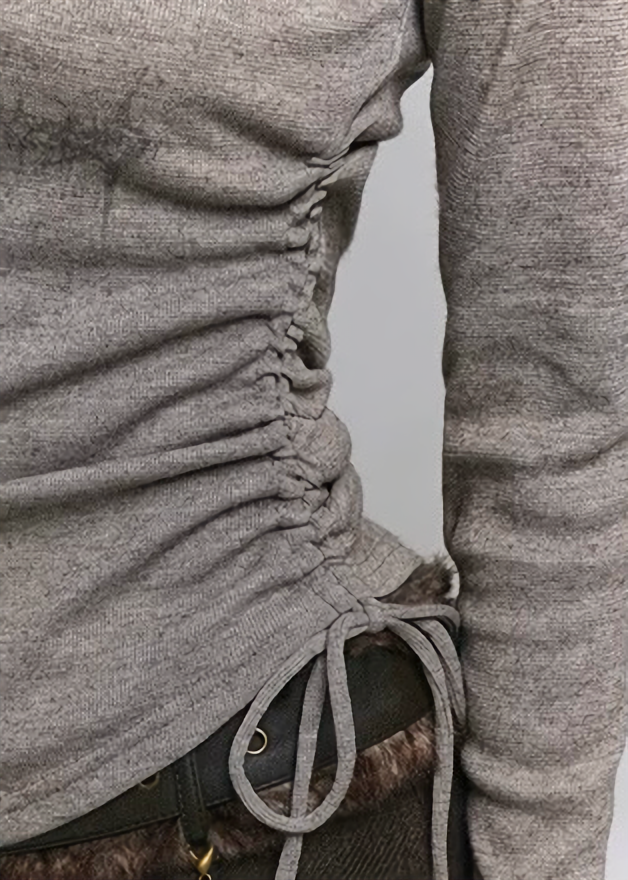 Side shirred long sleeve top / lg1339