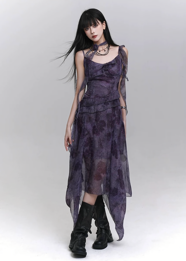 MISTY PURPLE ASYMMETRY DRESS / LG1118