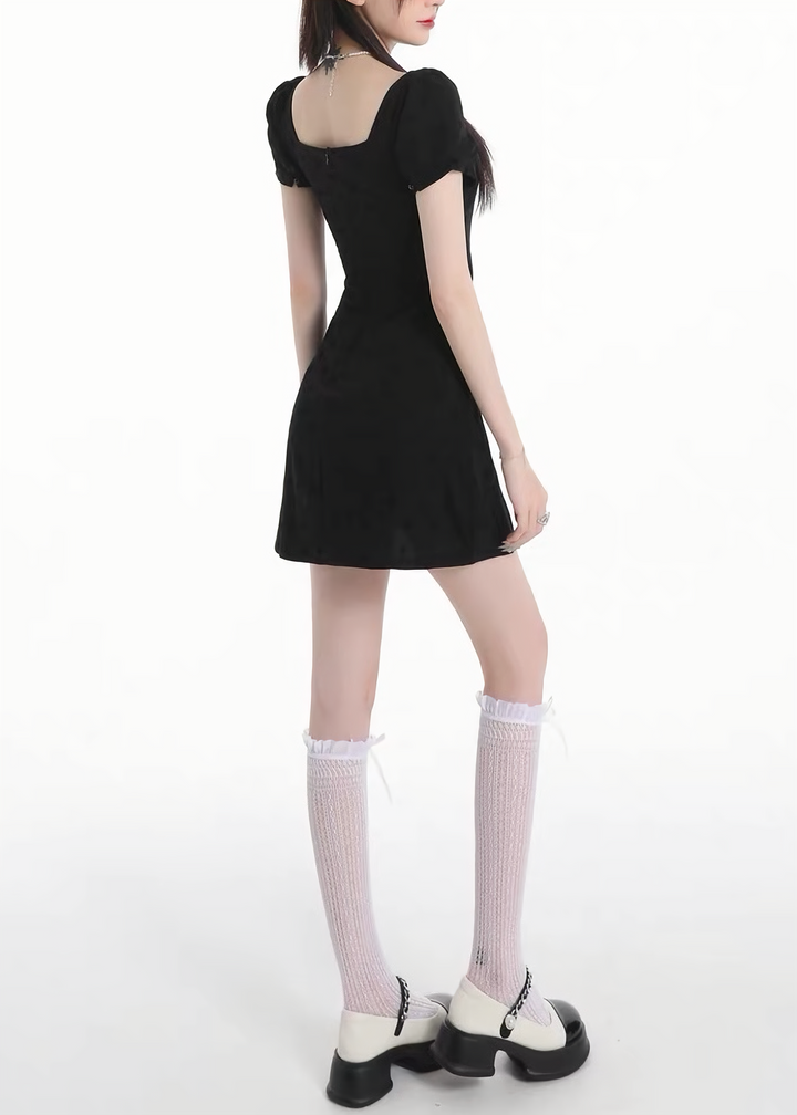 BLACK RIBBON DOLLY MINI DRESS / LG1629