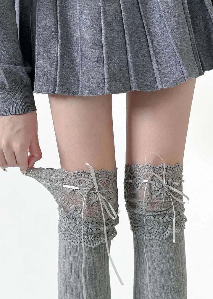 ribbon lace high socks / LG1226_e4r