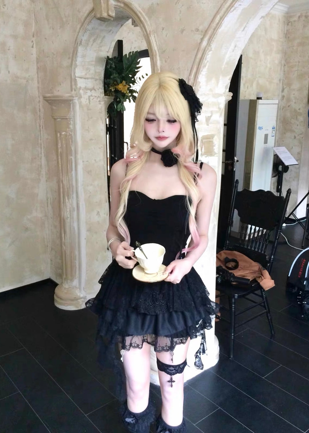 GOTHIC LACE RIBBON BUSTIER TOP / LG1677