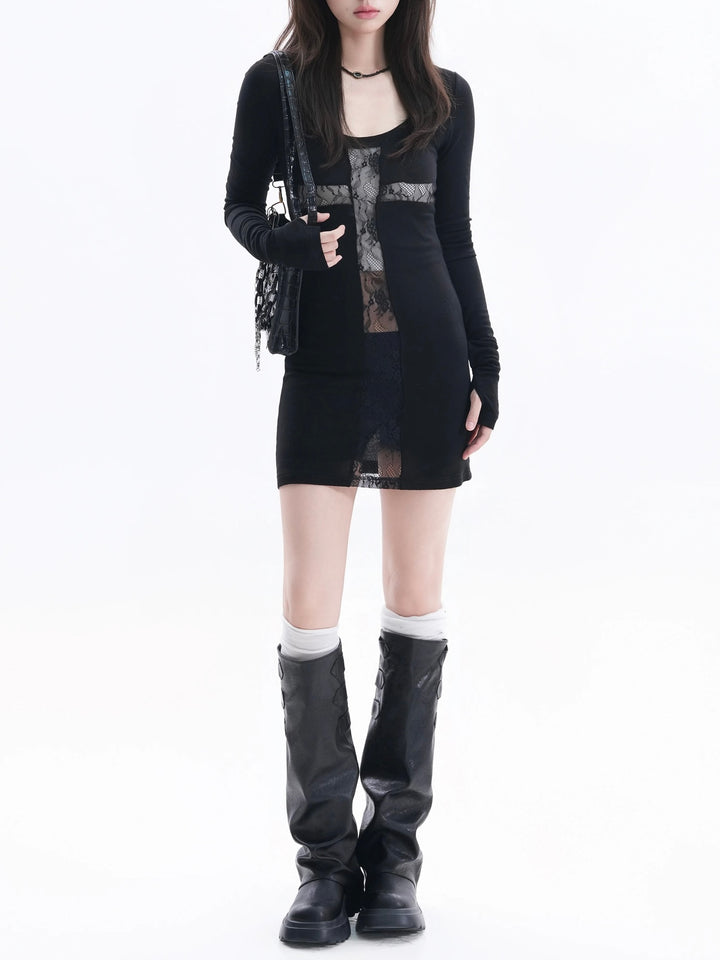 LACE CROSS SEE-THROUGH MINI  / LG1583