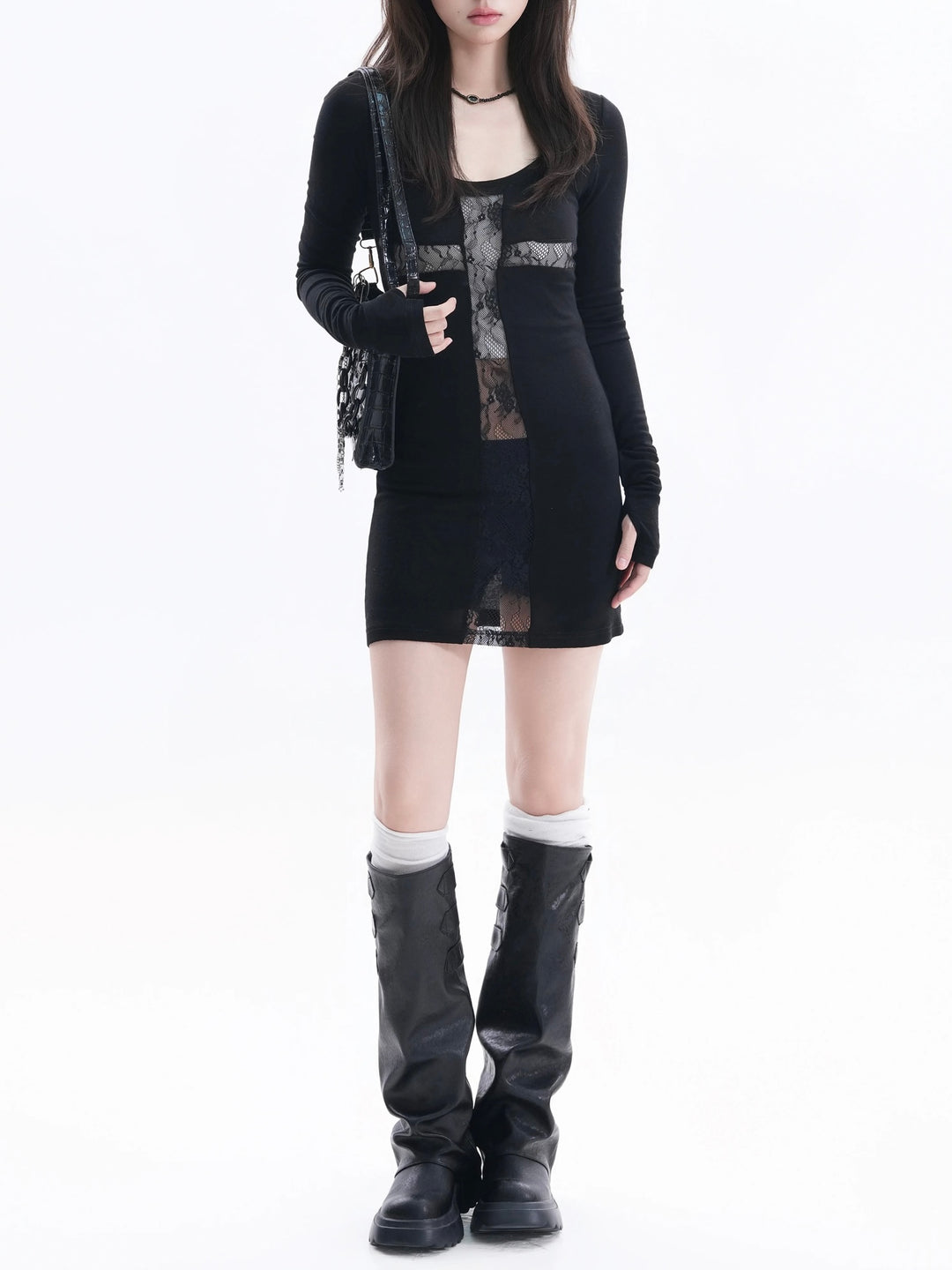 LACE CROSS SEE-THROUGH MINI  / LG1583