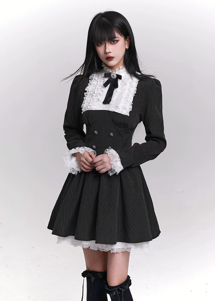 PINSTRIPE FRILL MINI ONE-PIECE / LG1450