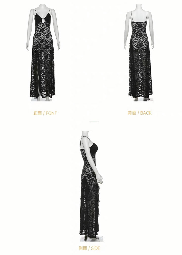 DARK SHEER LACE SLIP DRESS / LG1645