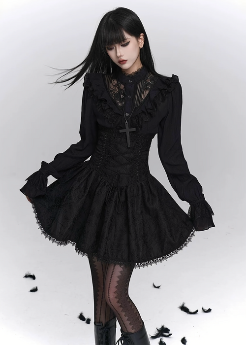 Corset Lace Flare Skirt / LG1402_e4r