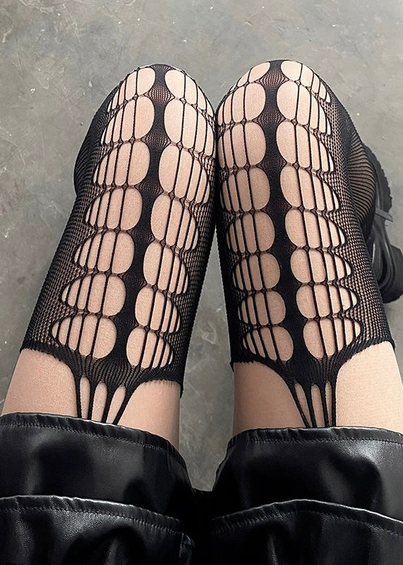 cutout fishnet suspender stockings / Y1103_e4r