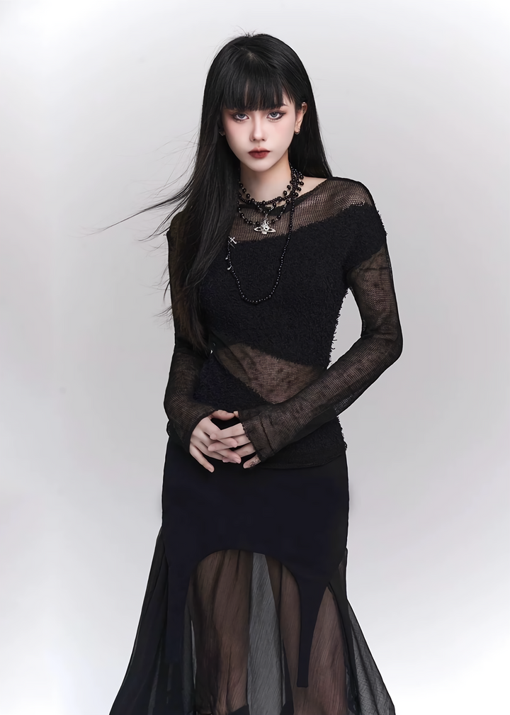 See-through black dress setup / lg1145