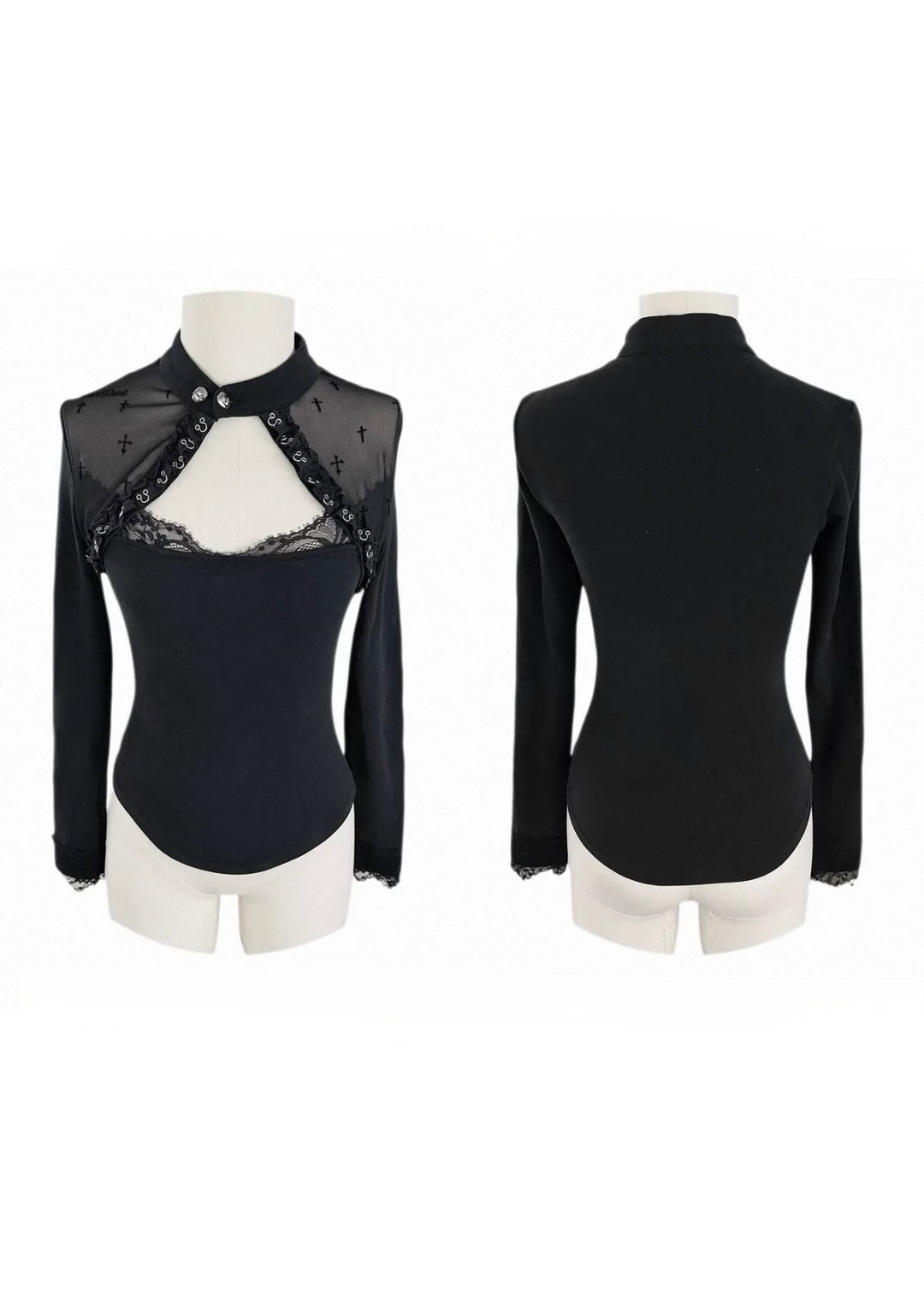 CROSS MESH CUTOUT LACE TOP / LG1737