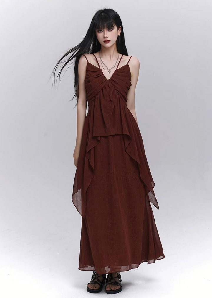Draped Chiffon Setup(tops &amp;amp; skirt) / lg1314 