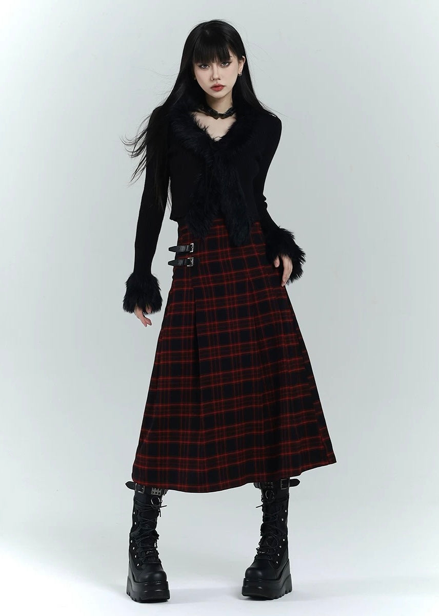 black red check skirt / LG1200 