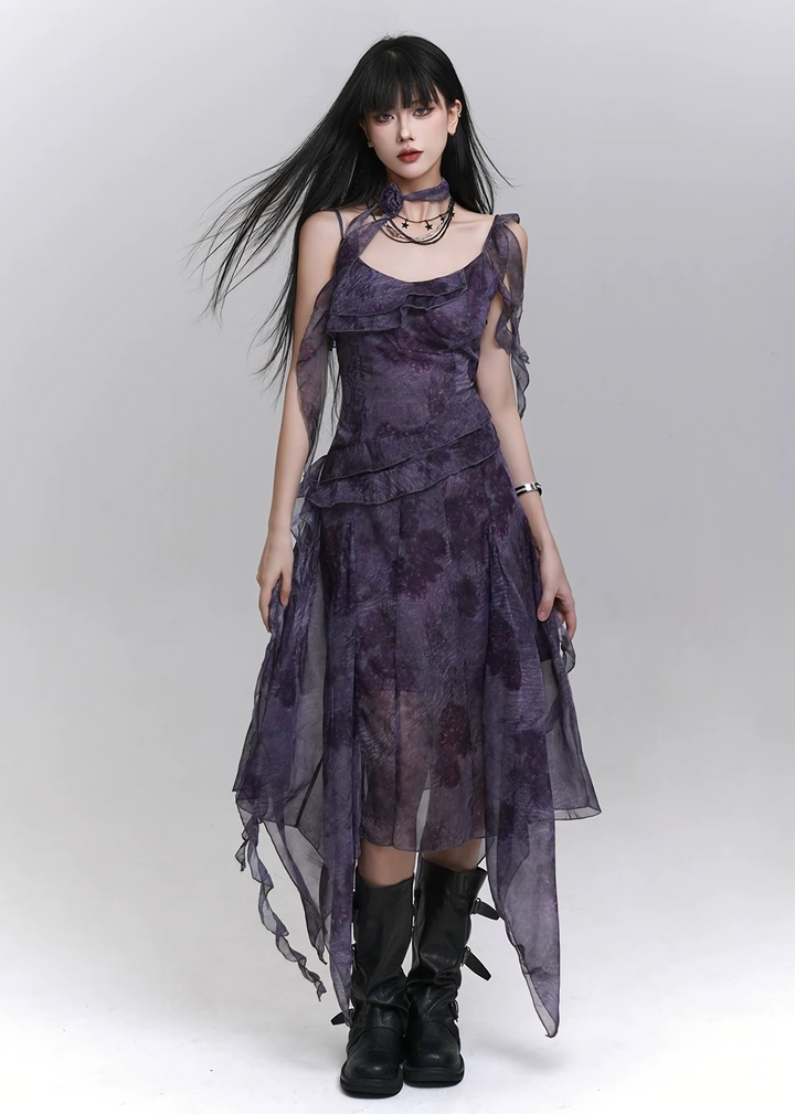 MISTY PURPLE ASYMMETRY DRESS / LG1118