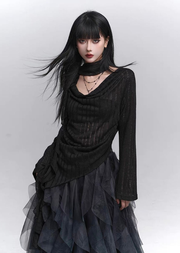 Shadow Veil Knit Top / lg1350_e4r